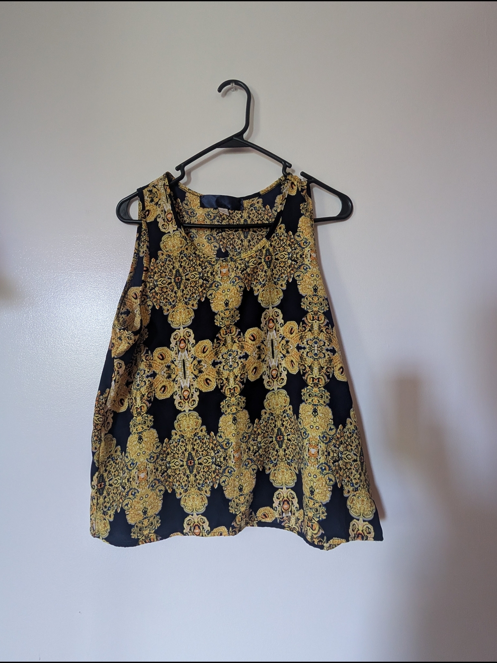 Navy & Gold Patterned Women's Sleeveless Camisole